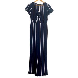 Crystal Bay Jumpsuit Short Sleeve Navy Blue & White Striped Size 7